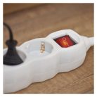 Hosszabbító 5 m / 3 aljzat / kapcsolós / fehér / PVC / 1,5 mm2