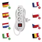 Hosszabbító 5 m / 3 aljzat / kapcsolós / fehér / PVC / 1,5 mm2