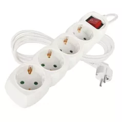   Hosszabbító 2 m / 4 aljzat / kapcsolós / fehér / PVC / 1 mm2