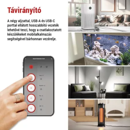 GoSmart hosszabbító 2 m / 4 aljzat / kapcsolós / USB / fehér-fekete / PVC / 1,5 mm2