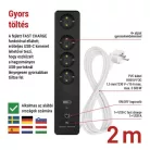 GoSmart hosszabbító 2 m / 4 aljzat / kapcsolós / USB / fehér-fekete / PVC / 1,5 mm2