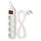 Hosszabbító 2 m / 4 aljzat / kapcsolós / fehér / PVC / 1 mm2