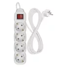 Hosszabbító 2 m / 4 aljzat / kapcsolós / fehér / PVC / 1 mm2