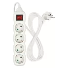 Hosszabbító 2 m / 4 aljzat / kapcsolós / fehér / PVC / 1 mm2