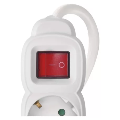 Hosszabbító 2 m / 4 aljzat / kapcsolós / fehér / PVC / 1 mm2