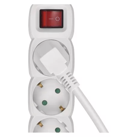 Hosszabbító 2 m / 4 aljzat / kapcsolós / fehér / PVC / 1 mm2