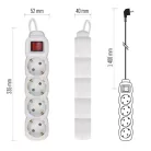 Hosszabbító 2 m / 4 aljzat / kapcsolós / fehér / PVC / 1 mm2