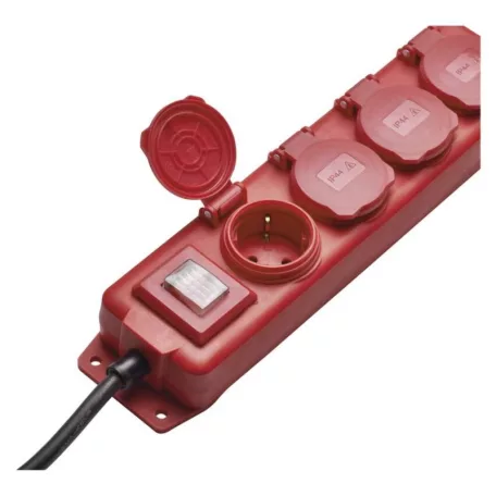 Hosszabbító 3 m / 4 aljzat / kapcsolós / fekete-piros / gumi-neoprén / 1,5 mm2