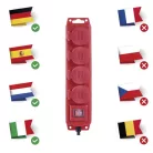 Hosszabbító 5 m / 4 aljzat / kapcsolós / fekete-piros / gumi-neoprén / 1,5 mm2