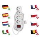 Hosszabbító 5 m / 4 aljzat / kapcsolós / fehér / PVC / 1,5 mm2