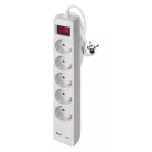 Hosszabbító 3 m / 5 aljzat / kapcsolós / fehér / 1× USB-A + 1× USB-C  / 1,5 mm2
