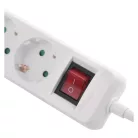 Hosszabbító 3 m / 5 aljzat / kapcsolós / fehér / 1× USB-A + 1× USB-C  / 1,5 mm2