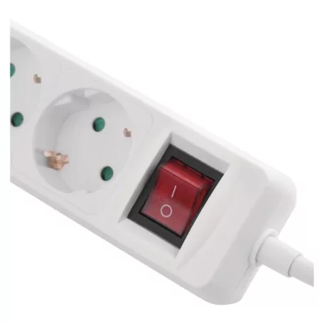 Hosszabbító 3 m / 5 aljzat / kapcsolós / fehér / 1× USB-A + 1× USB-C  / 1,5 mm2