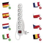 Hosszabbító 1,5 m / 6 aljzat / kapcsolós / fehér / PVC / 1,5 mm2