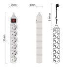 Hosszabbító 1,4 m  /  6 aljzat  /  fehér  /  PVC  /  1 mm2