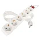 Hosszabbító 2 m / 6 aljzat / kapcsolós / fehér / PVC / 1 mm2