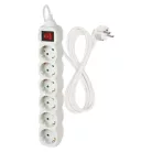 Hosszabbító 2 m / 6 aljzat / kapcsolós / fehér / PVC / 1 mm2