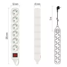 Hosszabbító 5 m / 6 aljzat / kapcsolós / fehér / PVC / 1,5 mm2