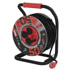   Kültéri kábeldob 50 m / 4 aljzat / fekete / gumi-neoprén / 230V / 1,5 mm2