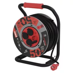   Kültéri kábeldob 50 m / 4 aljzat / fekete / gumi-neoprén / 230V / 1,5 mm2
