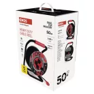 Kültéri kábeldob 50 m / 4 aljzat / fekete / gumi-neoprén / 230V / 1,5 mm2