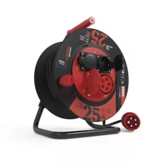   Kültéri kábeldob 25 m / 3 aljzat / fekete / gumi / 230V/400V / 1,5 mm2