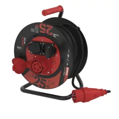   Kültéri kábeldob 25 m / 3 aljzat / fekete / gumi / 230V/400V / 1,5 mm2