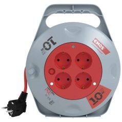 Kábeldob 10 m / 4 aljzat / fekete / PVC / 230 V / 1 mm2