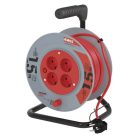 Kábeldob 15 m / 4 aljzat / fekete / PVC / 230 V / 1 mm2