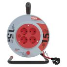 Kábeldob 15 m / 4 aljzat / fekete / PVC / 230 V / 1 mm2