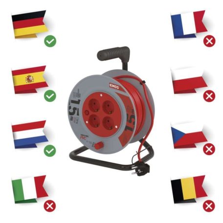 Kábeldob 15 m / 4 aljzat / fekete / PVC / 230 V / 1 mm2