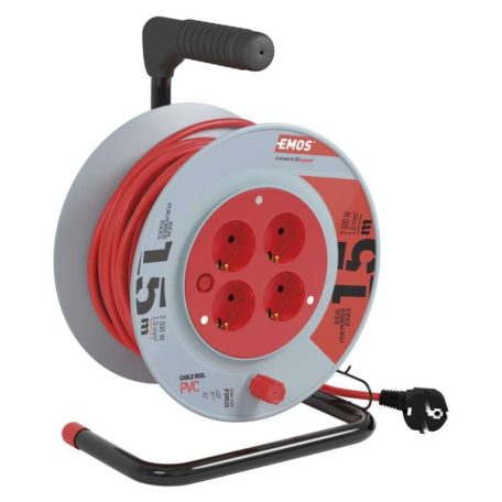 Kábeldob 15 m / 4 aljzat / fekete / PVC / 230 V / 1 mm2