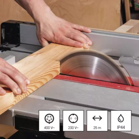 Kültéri kábeldob 33 m / 3 aljzat / fekete / gumi / 230V/400V / 2,5 mm2