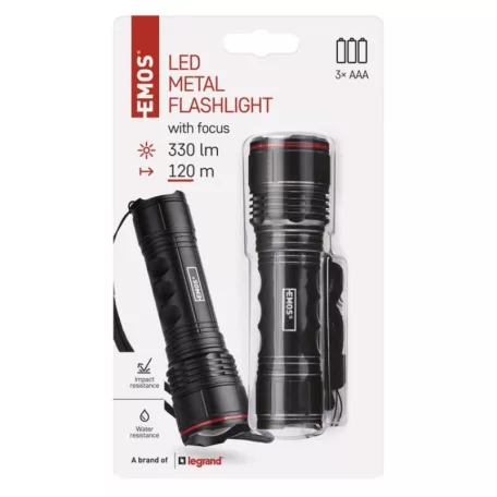EMOS LED zseblámpa 330lm 3×AAA fókuszálható