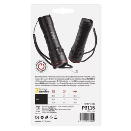 EMOS LED zseblámpa 500lm 4×AAA fókuszálható