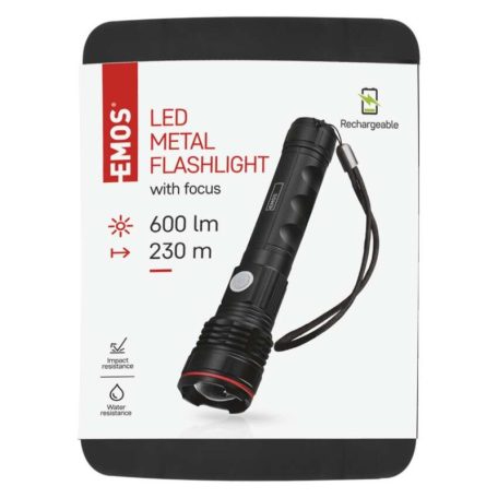 EMOS LED tölthető fém zseblámpa, 600 lm