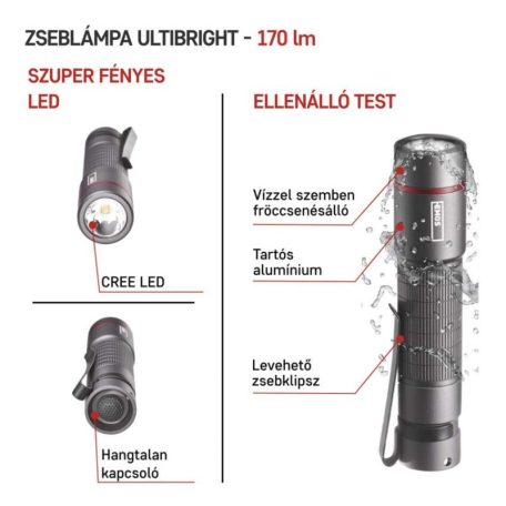 EMOS ULTIBRIGHT 60 CREE LED fém zseblámpa, 170lm