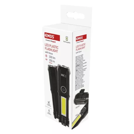 LED-es újratölthető műanyag zseblámpa P3214, 150 lm