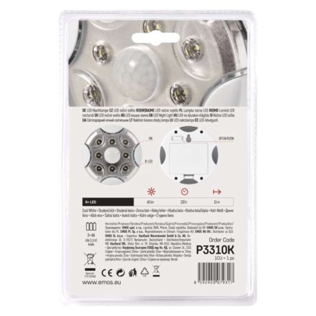 EMOS LED éjjeli fény mozgásérzékelővel 8LED