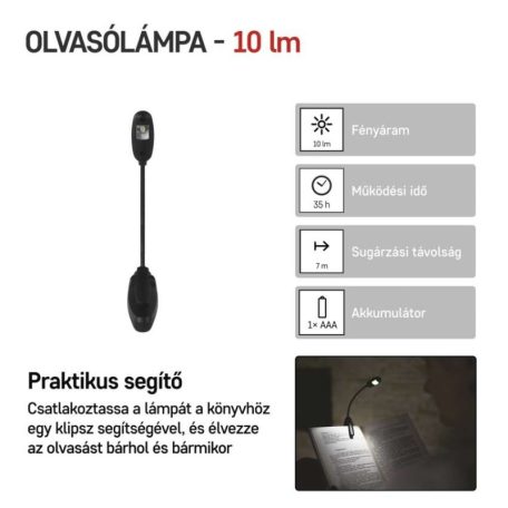 EMOS LED olvasólámpa csiptethető 10lm