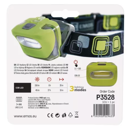 EMOS COB LED Fejlámpa 2w 150lm