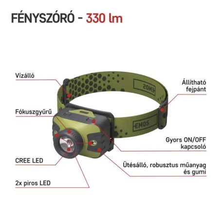 EMOS CREE LED Fejlámpa 330lm