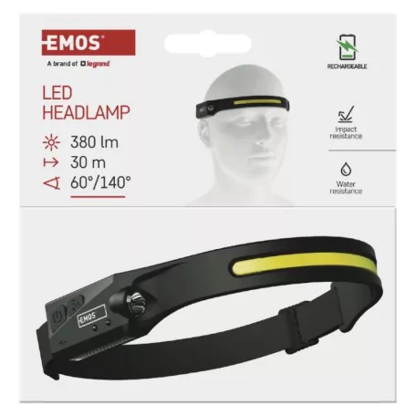EMOS CREE LED Fejlámpa tölthető 380 lm, Li-Pol 1200 mAh