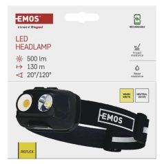   EMOS COB LED Fejlámpa tölthető P3542, 500lm, 130m, Li-pol 1200mAh