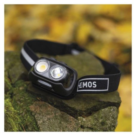 EMOS COB LED Fejlámpa tölthető P3542, 500lm, 130m, Li-pol 1200mAh