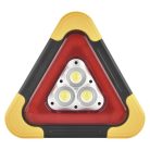 LED figyelmeztető háromszög, tölthető, COB LED + piros LED