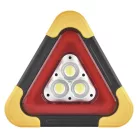 LED figyelmeztető háromszög, tölthető, COB LED + piros LED