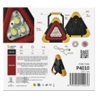 LED figyelmeztető háromszög, tölthető, COB LED + piros LED