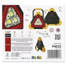 LED figyelmeztető háromszög, tölthető, COB LED + piros LED
