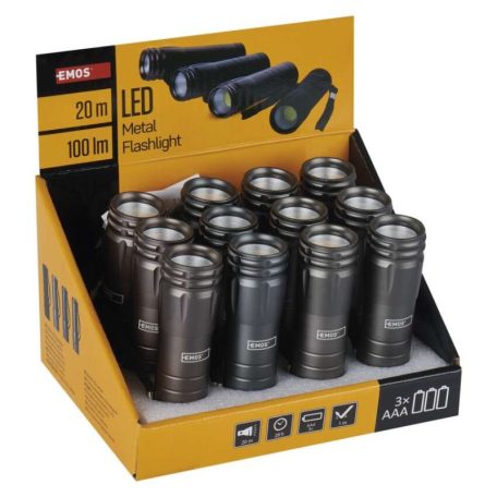 EMOS COB LED zseblámpa 3W 100lm 3xAAA 12db, display box